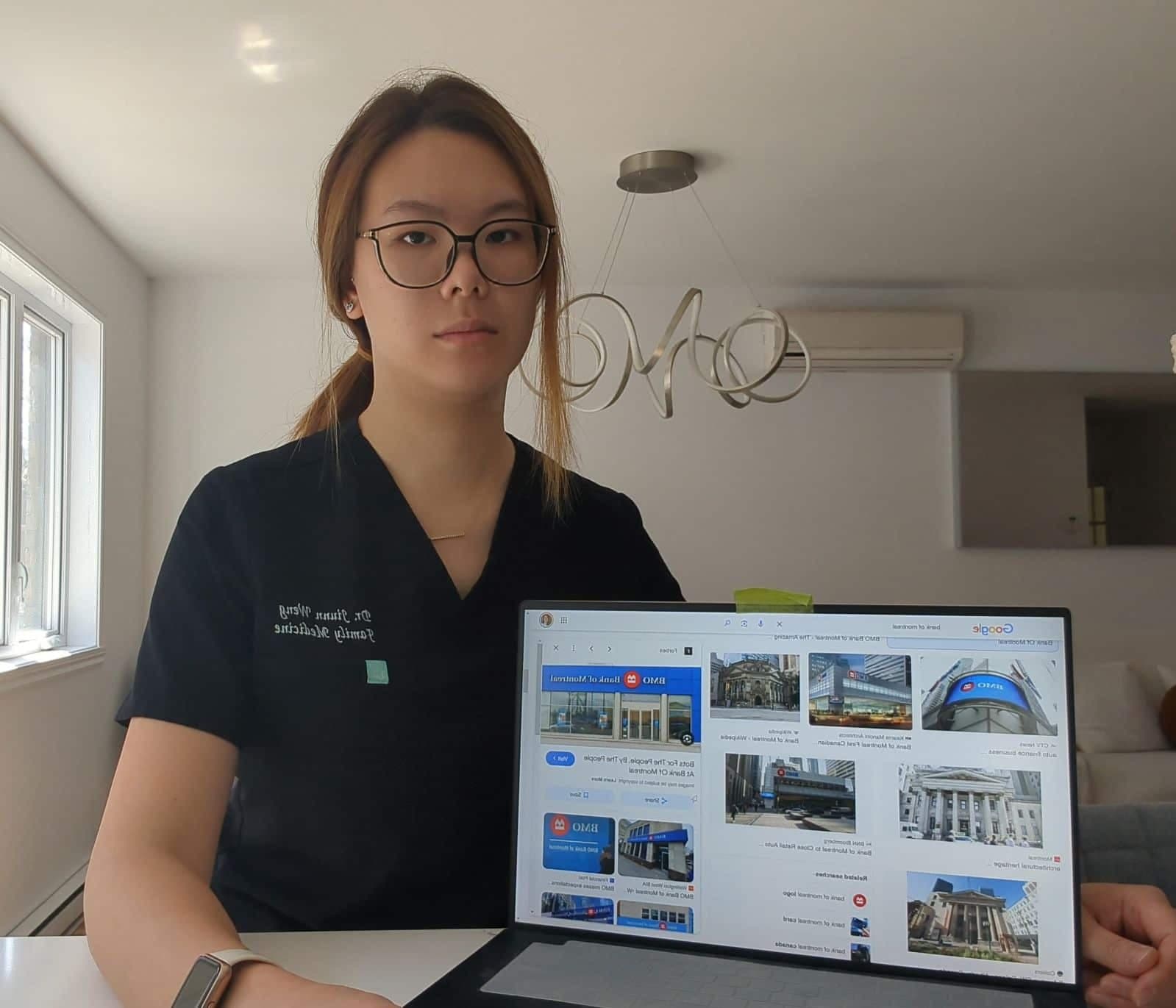 Aselin Weng, médecin de famille, saisit mal pourquoi la BMO n'arrive pas à bloquer les retraits frauduleux, alors que d'autres entreprises réussissent à le faire.