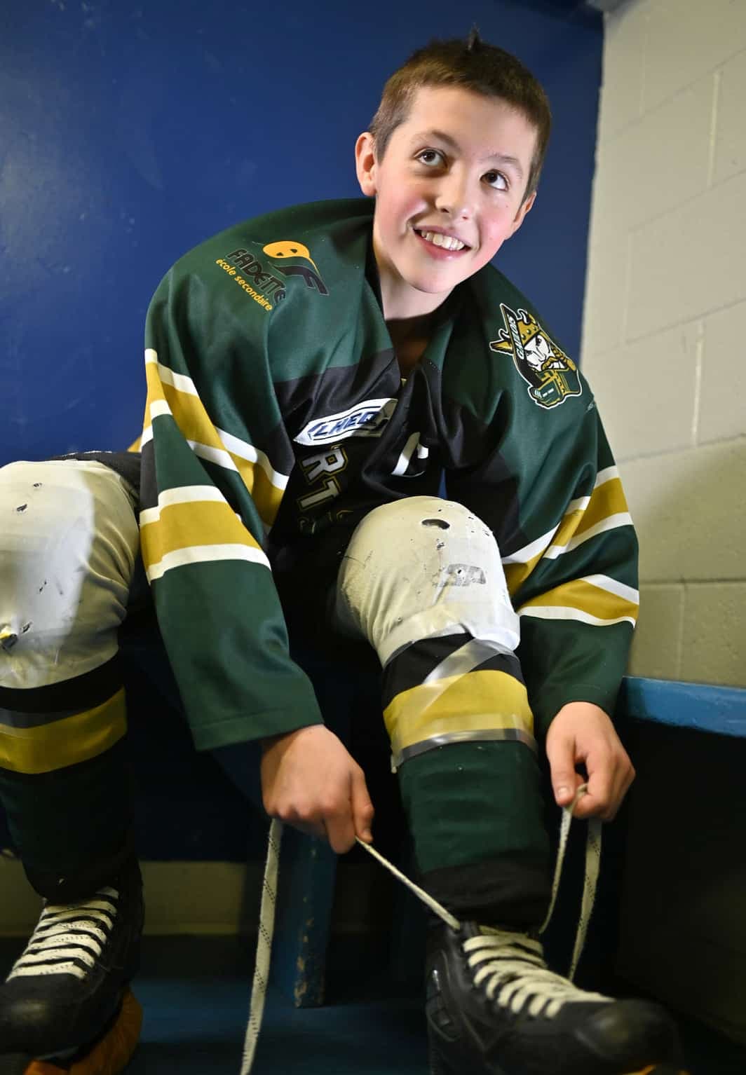 Caleb Desnoyers, à l’époque où il portait les couleurs du Vert et Noir de l’école secondaire Fadette de Saint-Hyacinthe, en janvier 2020.