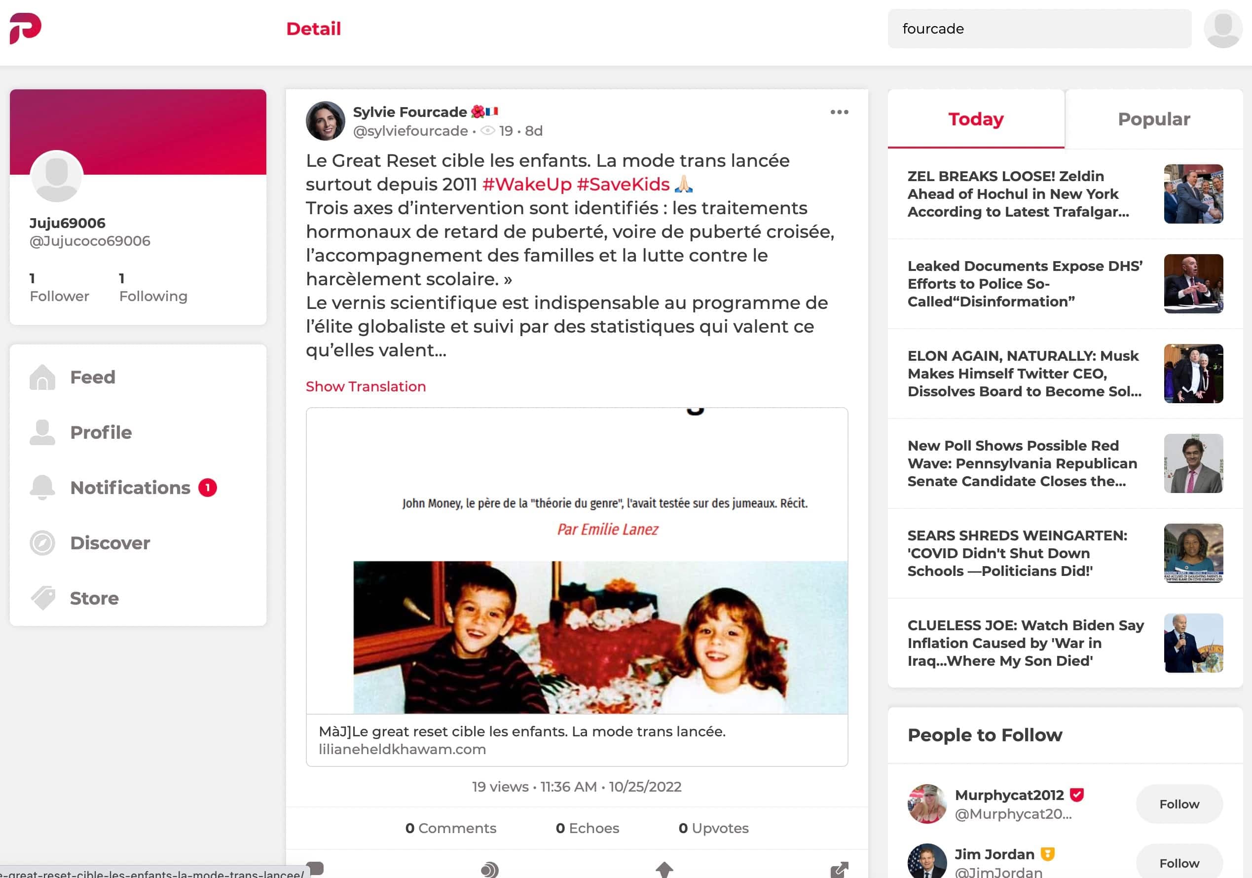 Un exemple de post conspirationniste de Sylvie Fourcade.