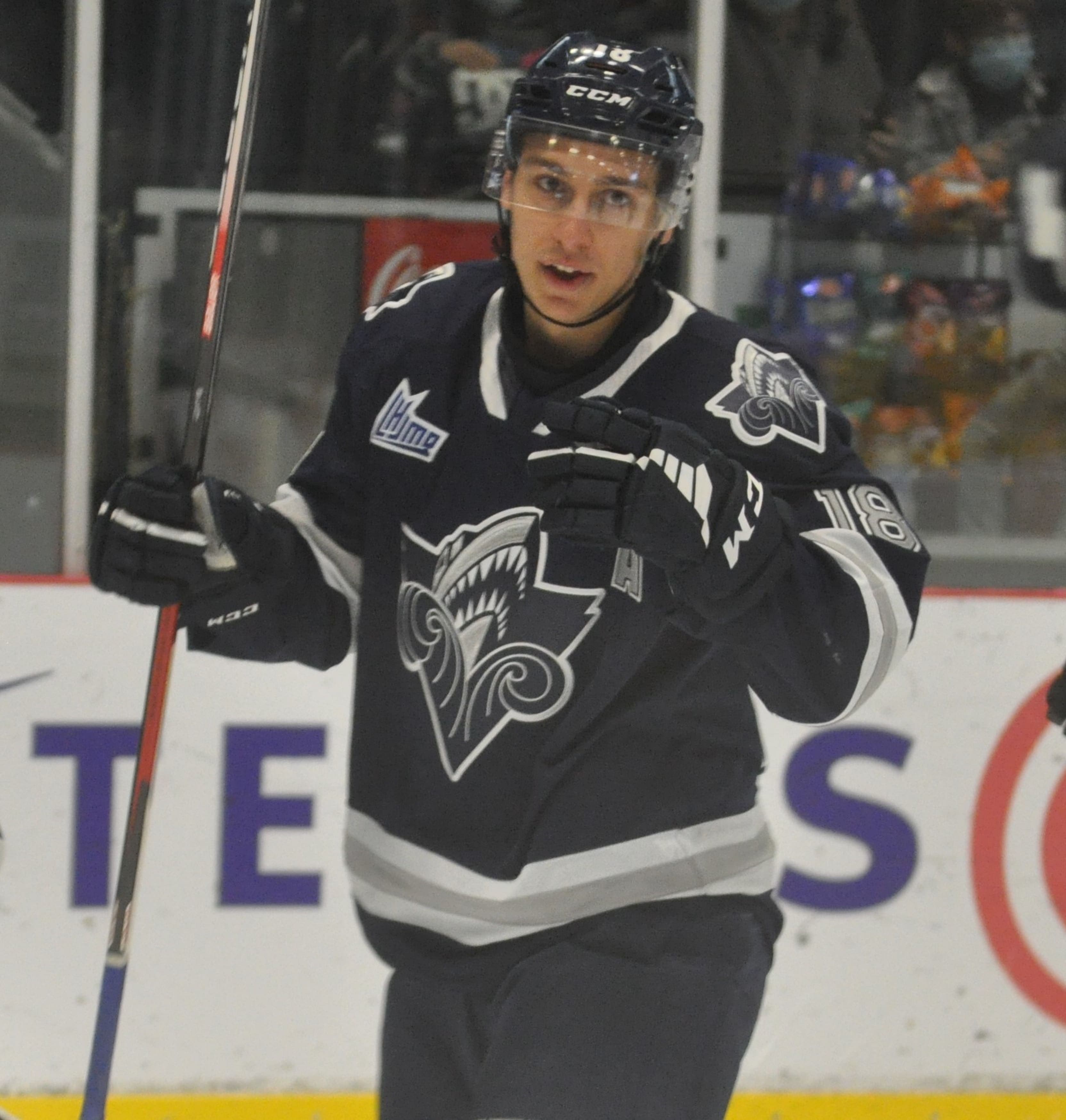 L’attaquant de 20 ans de l’Océanic de Rimouski Xavier Cormier, que l’on voit ici célébrer un but face aux Wildcats de Moncton le 5 février dernier, effectuera un retour au jeu jeudi soir face au Drakkar de Baie-Comeau.