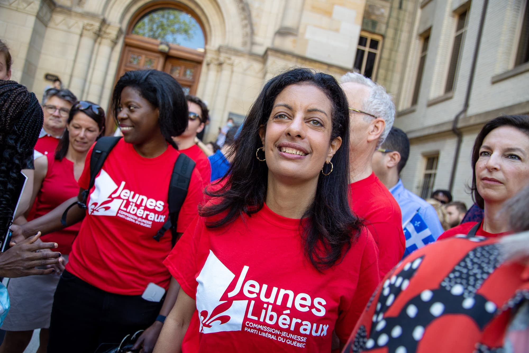 Dominique Anglade lors d'une manifestation contre la loi 96.