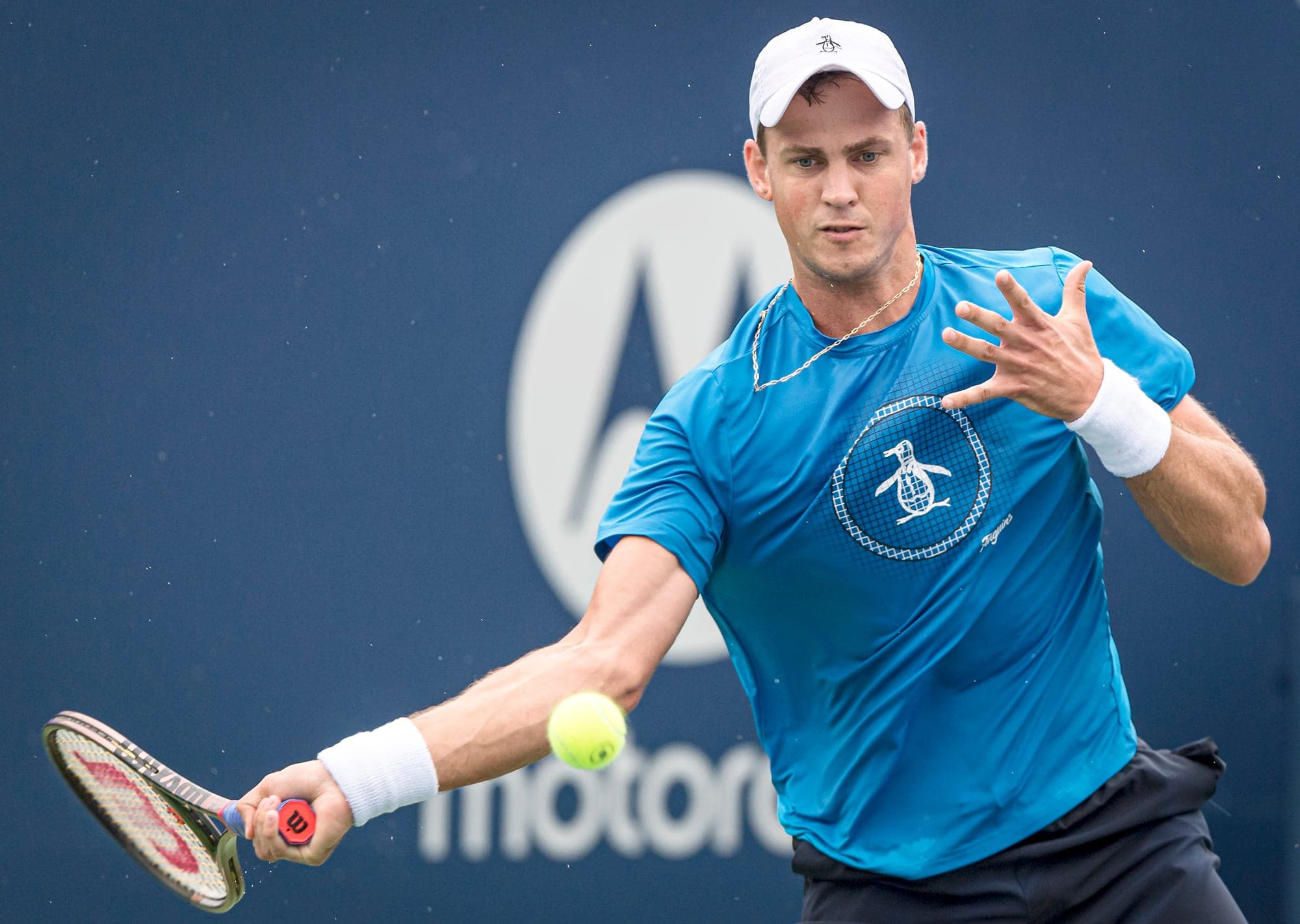 Vasek Pospisil à l’entraînement au stade IGA, ce jeudi.