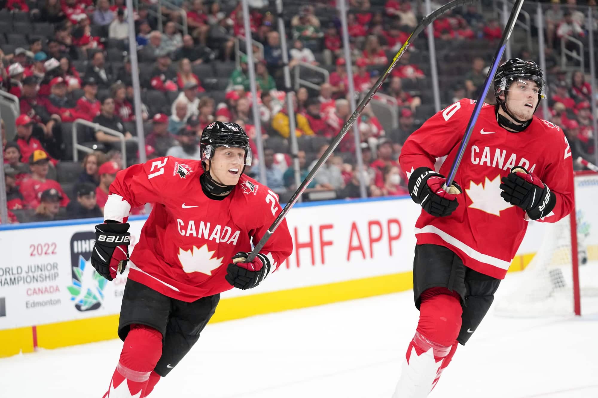 Nathan Gaucher (21) lors du match contre la Tchéquie, samedi au Rogers Place d’Edmonton.