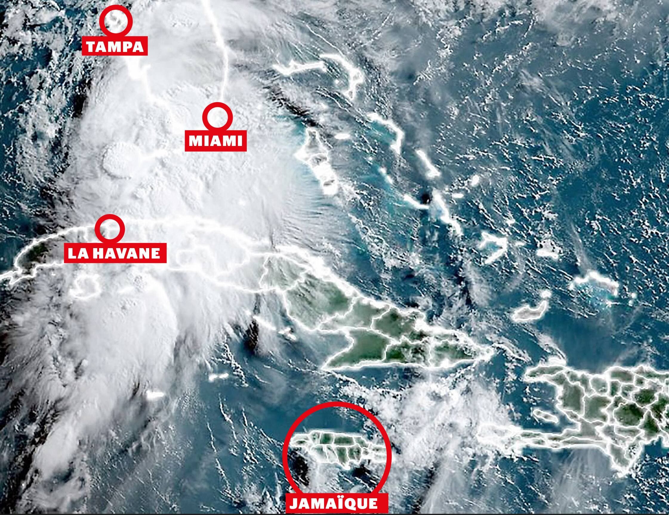 Après avoir balayé les Caraïbes, Elsa se dirigeait hier vers la côte ouest de la Floride comme le montre cette image satellite.