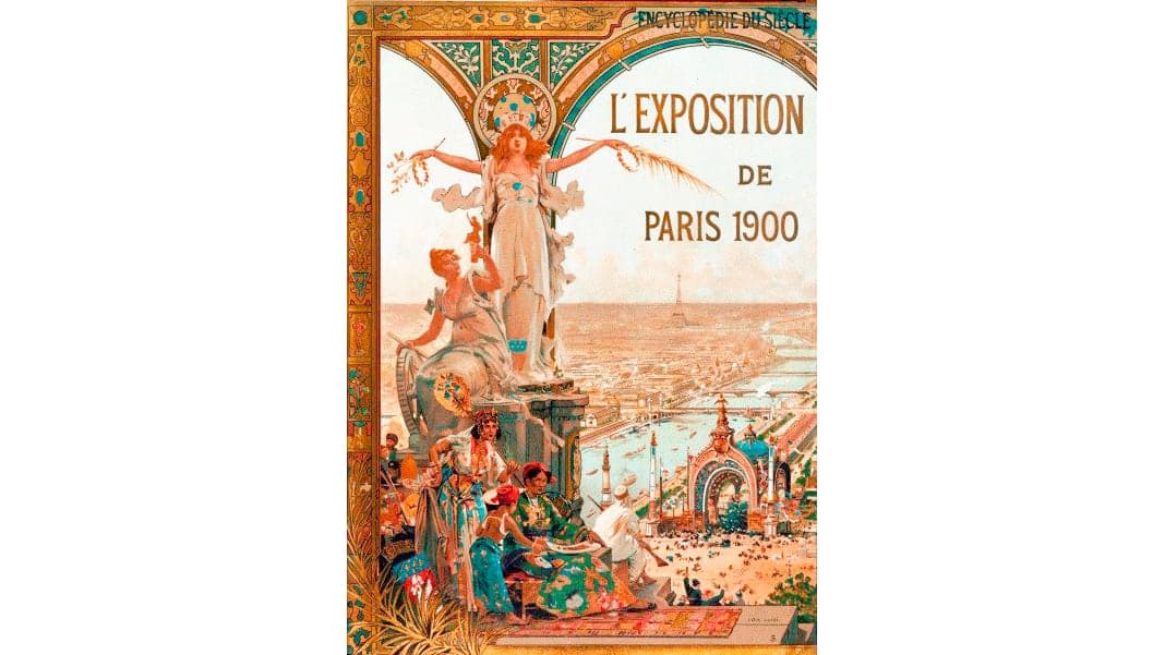 Affiche de l’Exposition universelle de Paris en 1900. Aram Pothier est à cette époque délégué officiel. C’est lors d’un de ses périples en France qu’il rencontre sa future femme, Françoise de Charmigny.