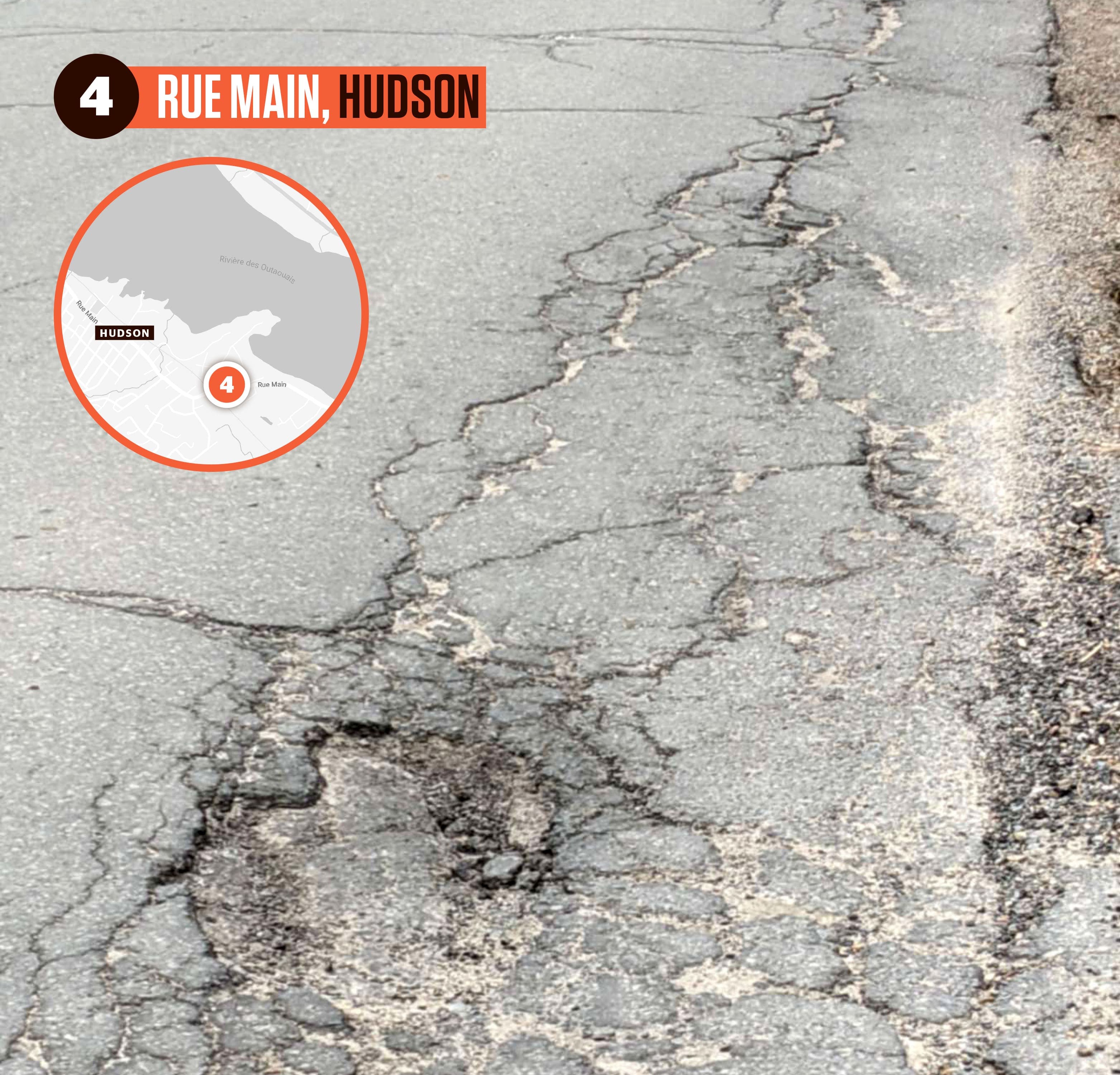 Pour certains citoyens, la rue Main, à Hudson, reflète très mal la beauté de la ville de la Montérégie avec ses nombreuses crevasses et sa chaussée détériorée à plusieurs endroits.