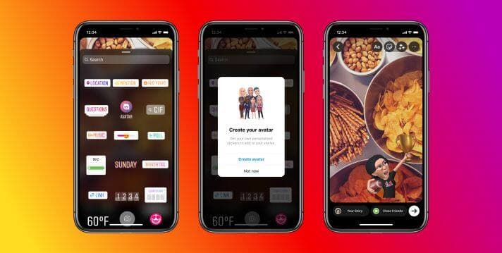 Création d'avatars sur une des plateformes mobiles de Meta