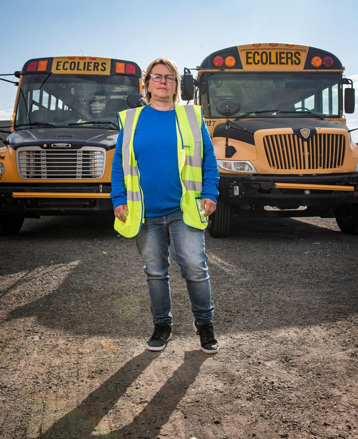Portrait de Carole Laplante, présidente du Syndicat des travailleuses et travailleurs de Transco, à Lasalle, Montréal, mercredi le 23 septembre 2020. Mme Laplante est inquiète d'être en présence de jeunes asymptômatiques dans les autobus scolaires JOEL LEMAY/AGENCE QMI