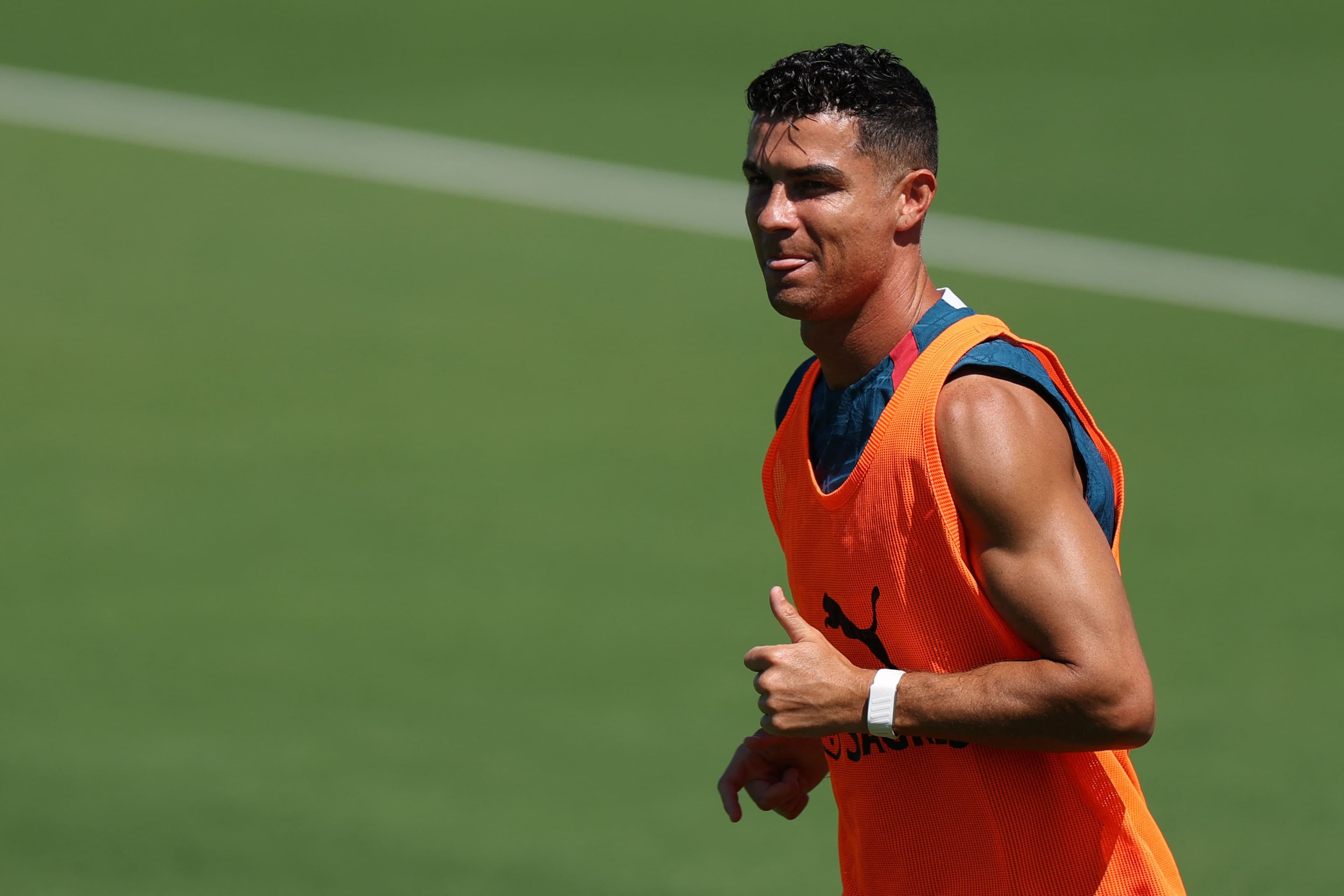 Cristiano Ronaldo lors de l'entraînement du Portugal, dimanche, en Floride.