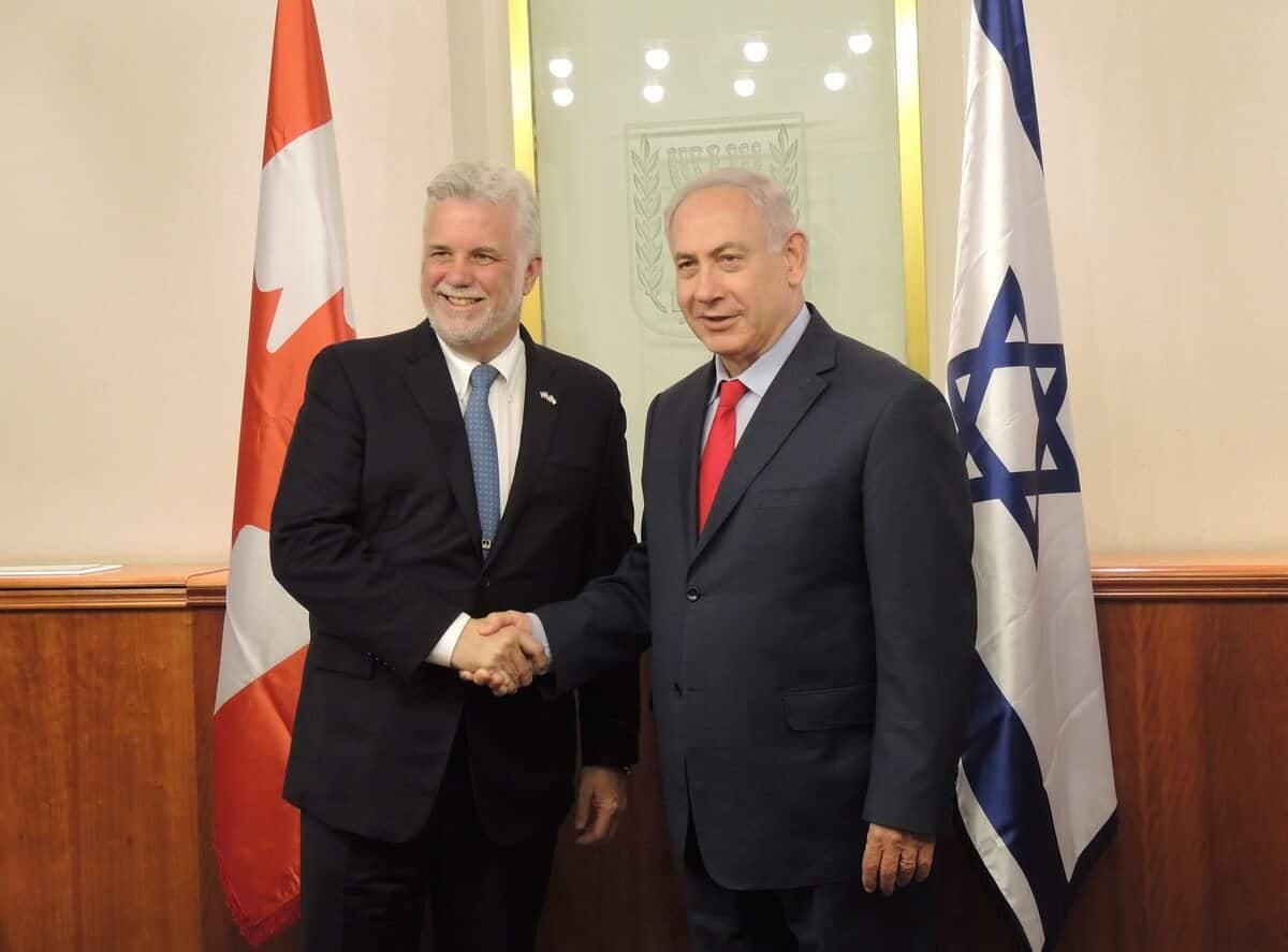 Benyamin Netanyahou avec le premier ministre du Québec de l'époque, Philippe Couillard.