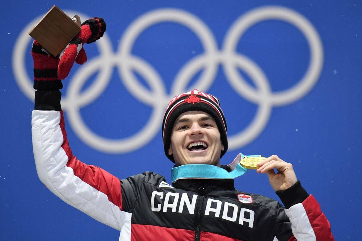 Mikaël Kinsgbury, champion olympique, aux Jeux de 2018.
