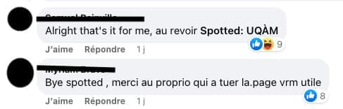 PHOTO Capture d'écran tirée de la page Facebook Spotted: UQÀM