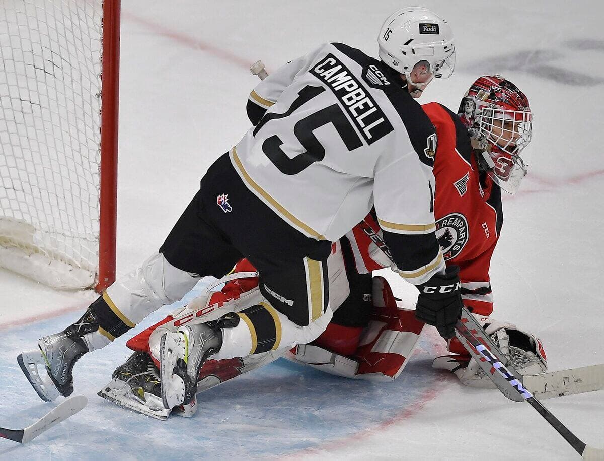 Ross Campbell lors du match contre les Remparts, en avril 2023.