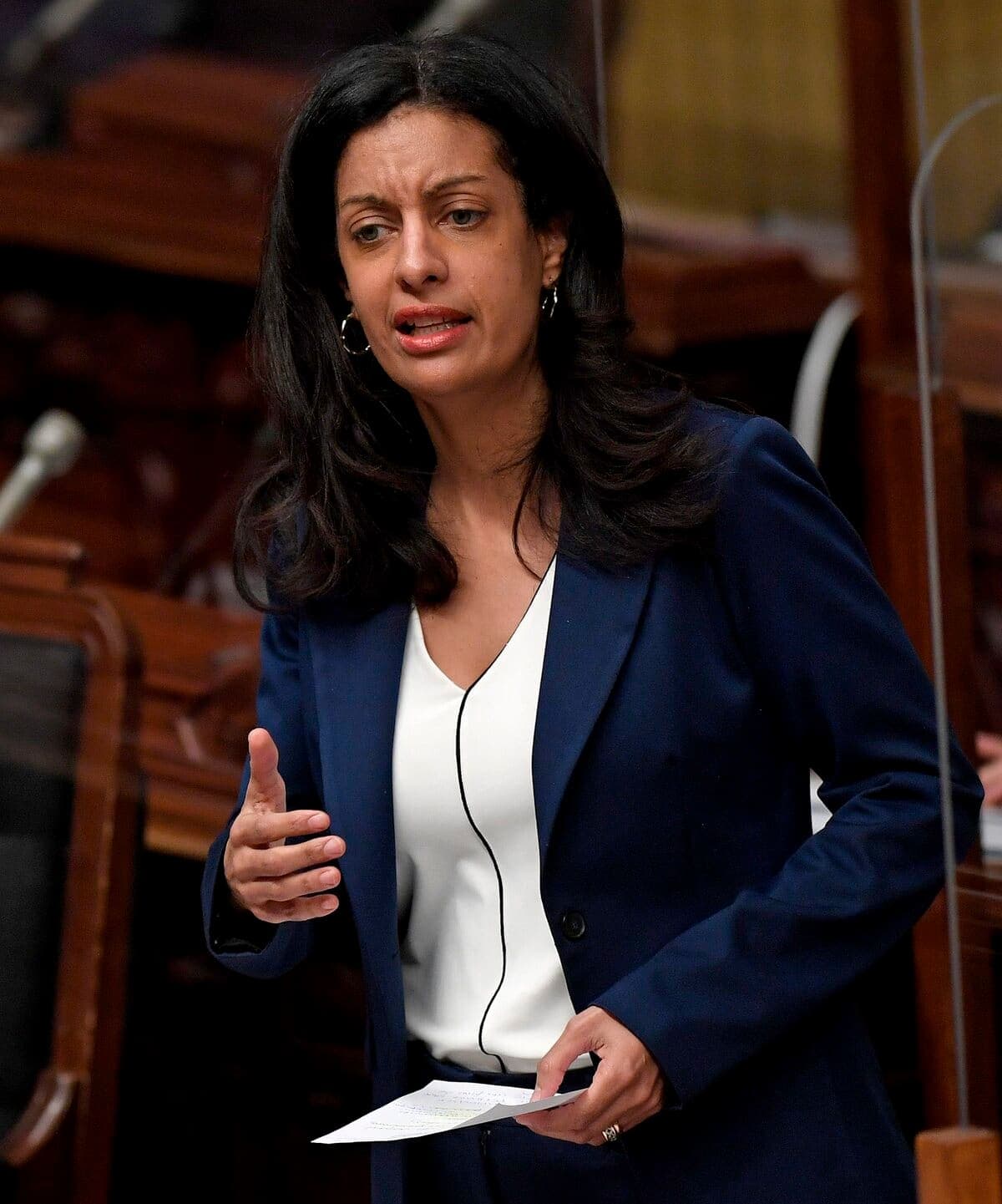 La cheffe des libéraux, Dominique Anglade.