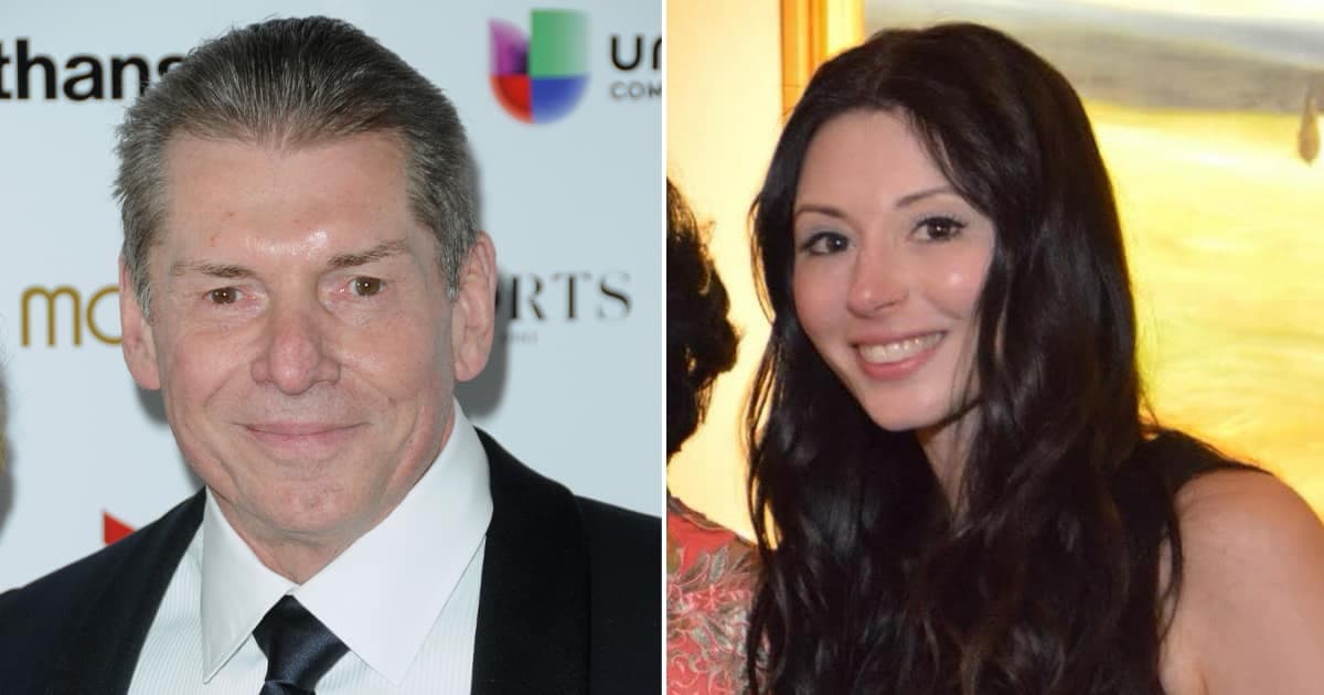 Vince McMahon photographié en 2013, et la plaignante Janel Grant