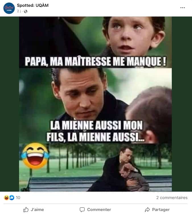 PHOTO Capture d'écran tirée de la page Facebook Spotted: UQÀM