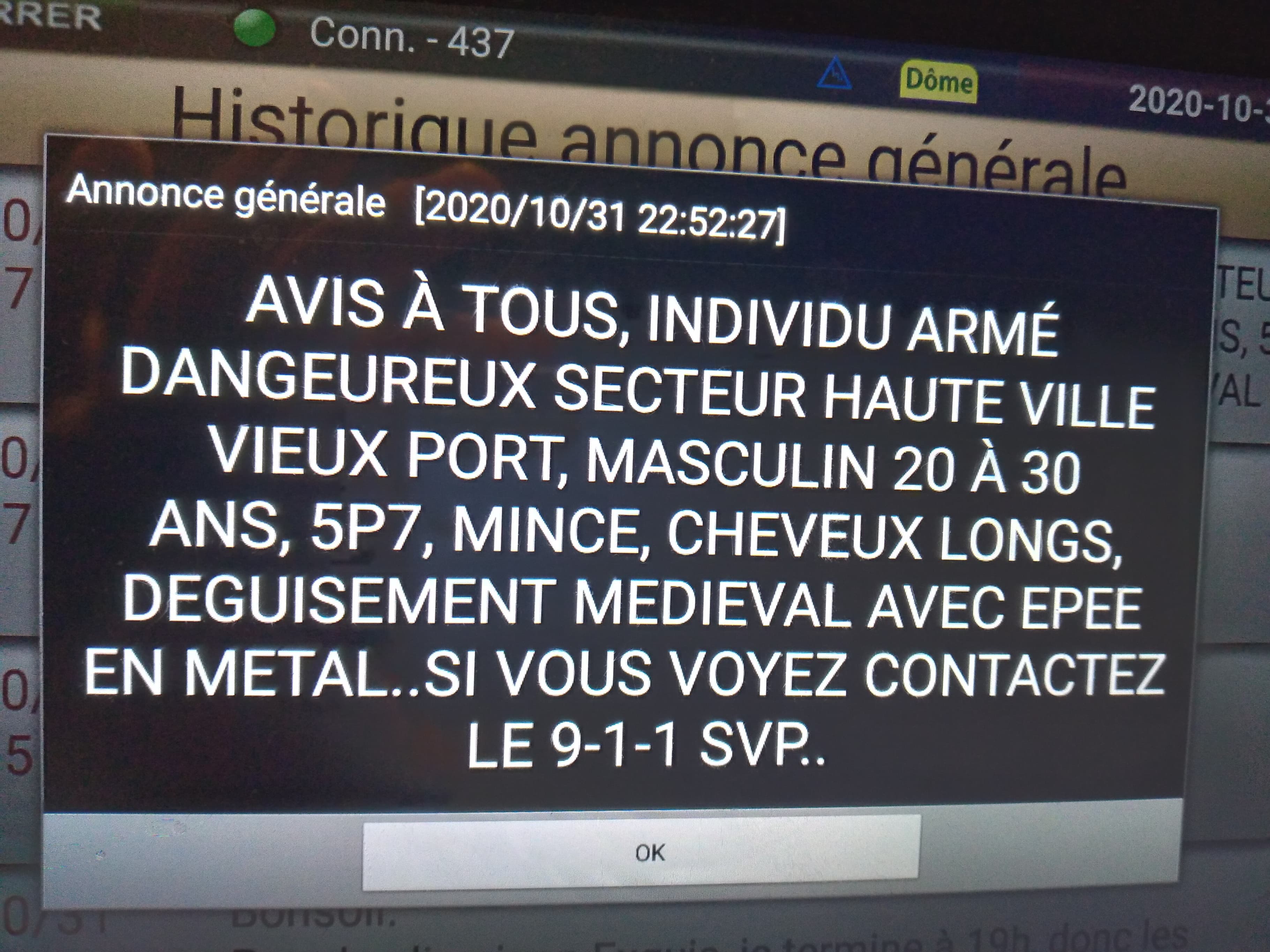 Le message reçu samedi soir par les chauffeurs de Taxi Coop Québec.