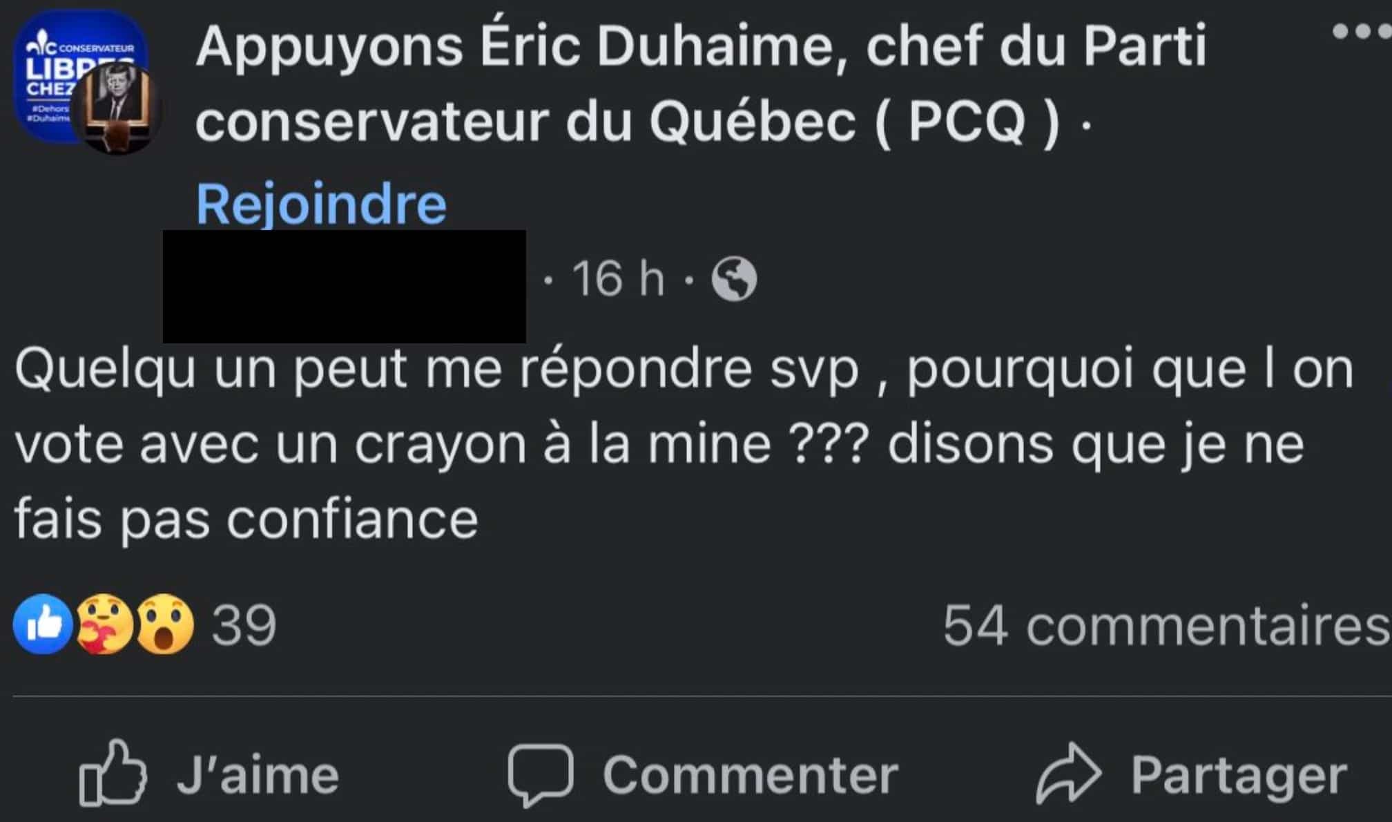 Capture d'écran Facebook