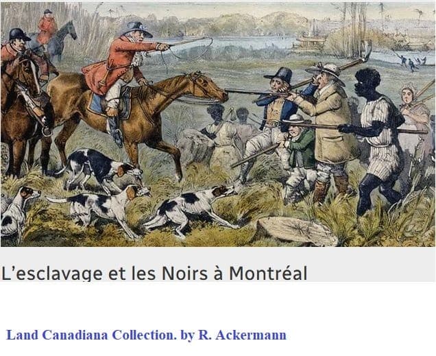 Cette image représente le rôle que pouvaient jouer les esclaves noirs auprès de leurs maîtres à Montréal à l’époque.